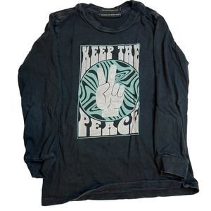 Tiny Whales Keep The Peace Long Sleeve Tee Black Size‎ 4